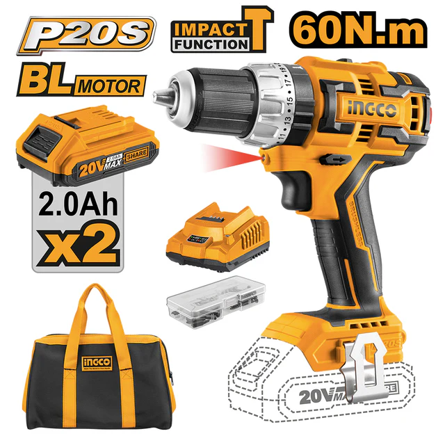 Furadeira de impacto sem fio sem escova de �ons de l�tio P20 20V CIDLI20608