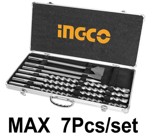 Conjunto de 7 pe�as de broca de martelo e cinzel SDS Max