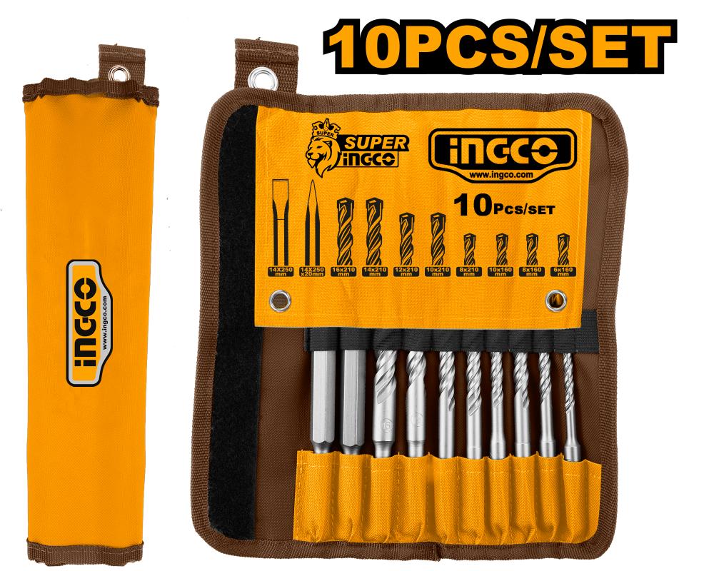 Conjunto de 10 brocas de martelo e cinzel AKD2101