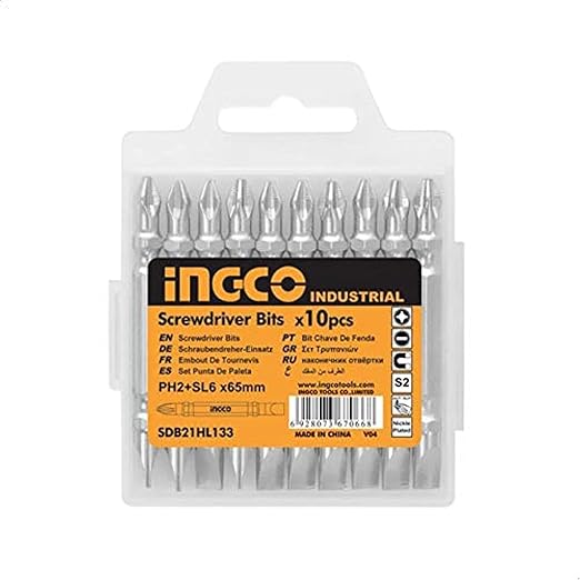 Ponta de chave de fenda Ingco SDB21HL133 (prata) - Conjunto de 10 peças