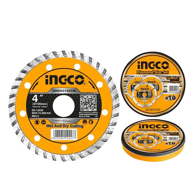 Disco de diamante Ingco Turbo para esmerilhadeira angular 4" x 16 mm DMD031002M ING-AC