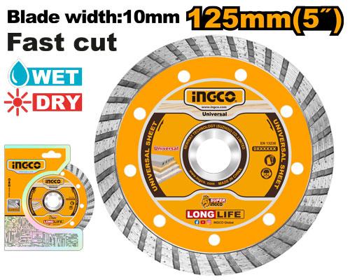 Disco de diamante Ingco Turbo para esmerilhadeira angular 4" x 16 mm DMD031002M ING-AC