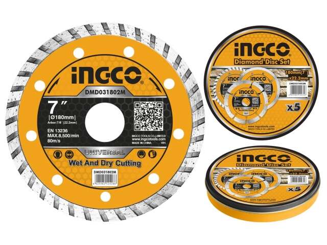 DISCO TURBO LATA X5 PCS 7" X 22,2MM INGCO DMD031802M