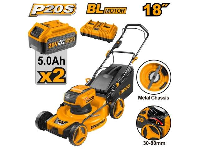 CORTADOR DE GRAMA COM BATERIA DE 20 V E 18" P20S C E CARREGADOR LMLI20182 INGCO