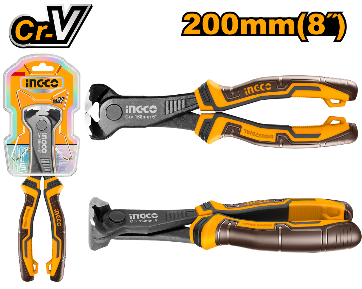 Alicate de corte de ponta 8"/200 mm - Cr-V, acabamento preto HECP28200 ING-HT